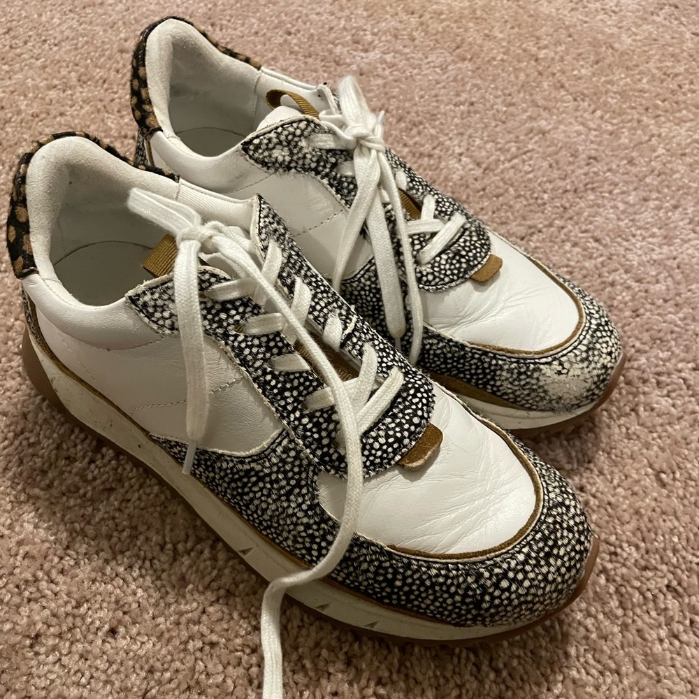 Kickoff Trainer Sneakers in Leather and Spot Mix Calf Hair